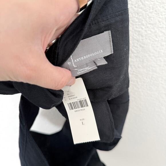 [Anthropologie] Black Linen Blend Retro V-Neck Halter Crop Tank NWT Size Large L - Picture 9 of 9